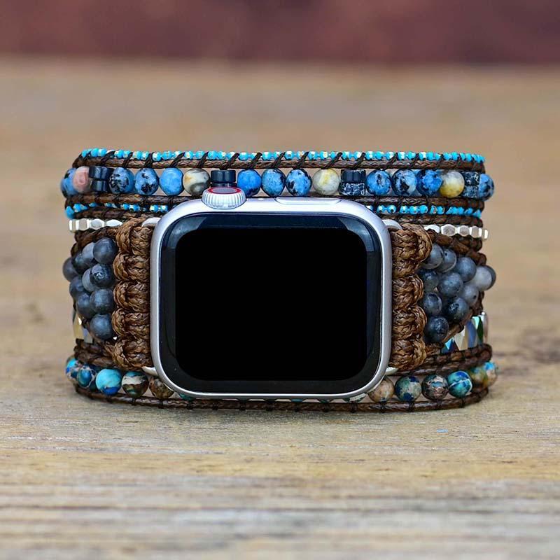 Blaues & Graues Edelstein Apple Watch-Uhrenarmband