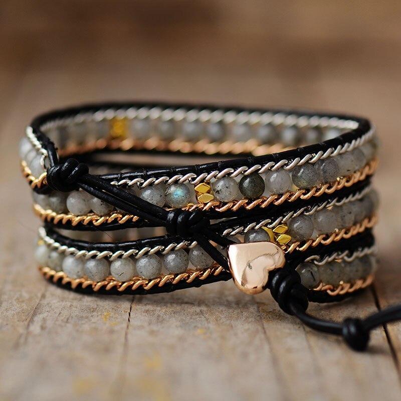 Punk-Chic Verkettetes Labradorit-Armband